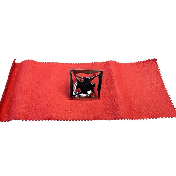 Salvatore Ferragamo Silver Scarf Ring Luxury Fashion Made in Italy - Picture 2 of 5